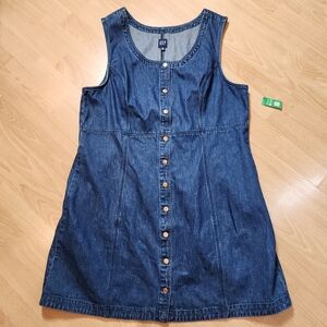 NWT Gap XXL Tall Sleeveless Button Front Denim Mini Dress Medium Wash XXLT